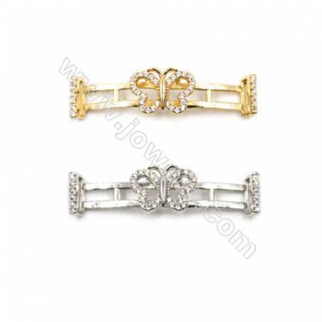 Accessoire de papillon strass breloque à glisser pour les bijoux  couleur dorée ou platine  Taille 8x35mm  trou 5.8x4mm 14pcs/pa
