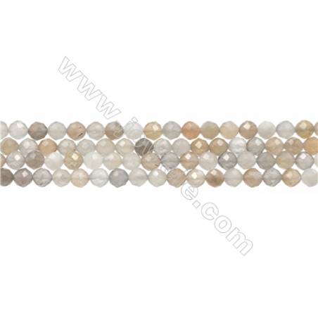 Natural Moonstone Bead Strands  Round(Faceted)  Diameter 4mm  Hole 0.45mm  15~16"/strand