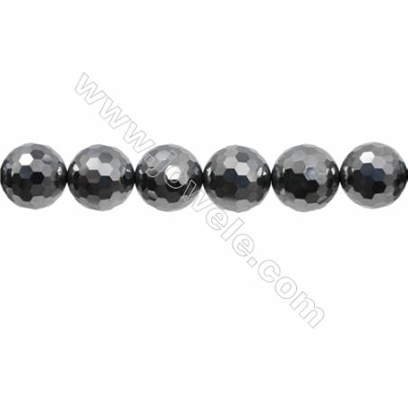 Térahertz reconstitué perles ronde facette sur fil Taille 16mm de diamètre trou 0.8mm x1fil 15~16"