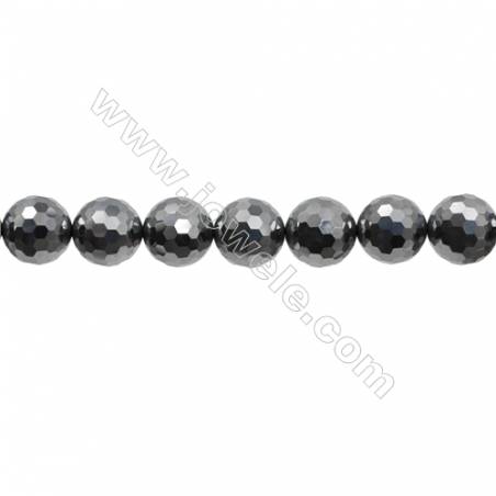 Synthesis Terahertz Artificial Ore Beads Strands  Round(Faceted)  Diameter 14mm  Hole 1mm  15~16"/strand