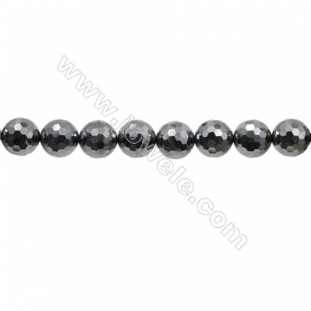Térahertz reconstitué perles ronde facette sur fil Taille 12mm de diamètre trou 0.8mm x1fil 15~16"
