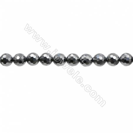 Térahertz reconstitué perles ronde facette sur fil   Taille 8mm de diamètre  trou 0.8mm x1fil 15~16"