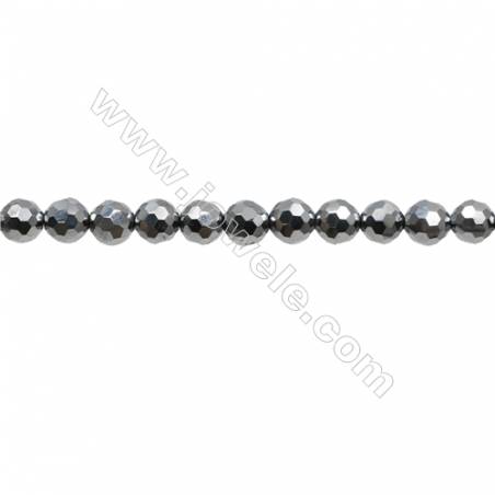 Térahertz reconstitué perles ronde facette sur fil   Taille 6mm de diamètre  trou 0.6mm x1fil 15~16"