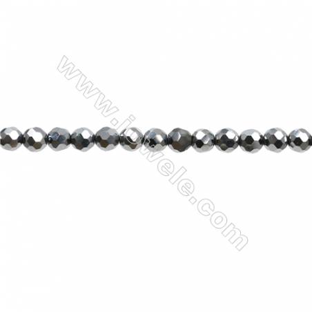 Synthesis Terahertz Artificial Ore Beads Strands  Round(Faceted)  Diameter 4mm  Hole 0.6mm  15~16"/strand