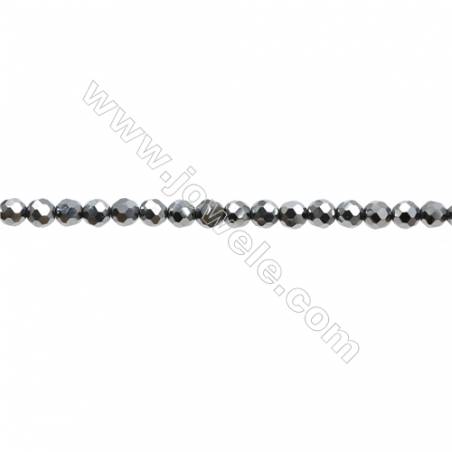 Térahertz reconstitué perles ronde facette sur fil Taille 3mm de diamètre trou 0.45mm x1fil 15~16"