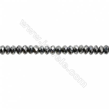 Térahertz reconstitué perles rondelle facette sur fil Taille 4x6mm trou 0.6mm x1fil 15~16"