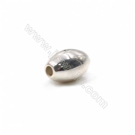 純銀橄欖珠 銀925-L07S5 尺寸8x 5毫米 小孔直徑1.3毫米 50个/包