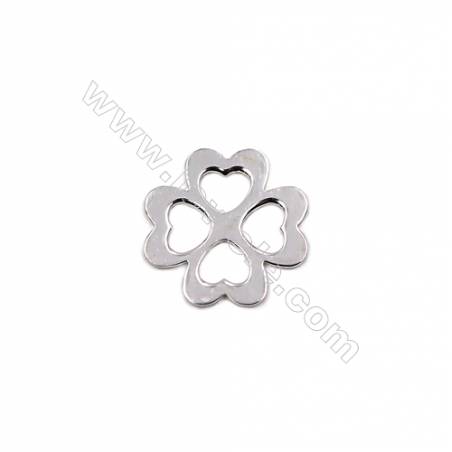 Hollow clover shape sterling silver charms for necklace bracelet making 13x13x0.6mm  30pcs/pack