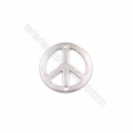 Hollow peace symbol sterling silver jewelry charms findings-D06S9  size 15x0.5mm hole 1mm 20pcs/pack