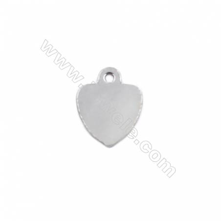 Heart shape sterling silver charms to engrave-J07S4  size 9x7x0.6mm hole 1.0mm 50pcs/pack