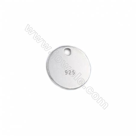 925 Sterling silver flat round pendant charm to engrave-J07S6  size 12x0.8mm hole 1.6mm 20pcs/pack