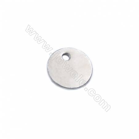 Flat round 925 sterling silver pendant charms to engrave-J07S8  size 8x0.7mm hole 1mm 50pcs/pack