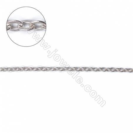 925純銀雙面壓紋十字鏈-F8S11 尺寸 1.9x3.6毫米 厚度0.5毫米x1米