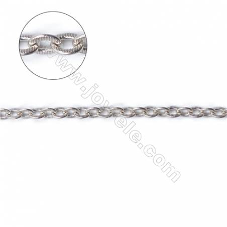 925 sterling silver flat cross link chain findings fit jewelry making-F8S9 size 3.6x4.6x0.8mm X 1meter