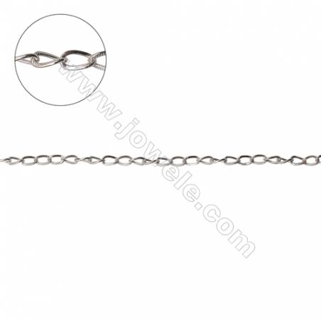 Wholesale 925 sterling silver twisted cross link chain findings fit jewelry making-F8S6  size  4.7x3.2mm
