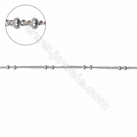 925純銀馬鞭鏈帶銀珠-J8S2 尺寸 鏈 1.3x1毫米 厚度0.3毫米 珠 1.8x1毫米x1米