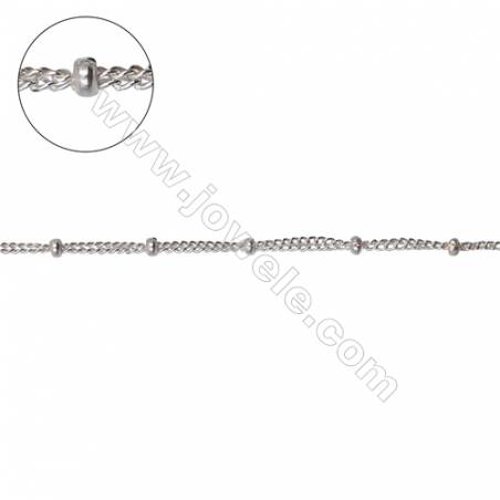 Sterling silver double curb chain with roundelle beads-J8S3 size: chain 1.3x0.85mm  beads  1.8x1mm  beads distance 8.7mm