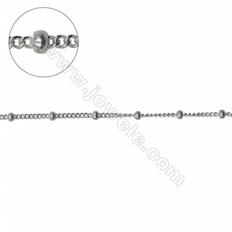 925純銀馬鞭鏈帶銀珠-J8S1 尺寸 鏈 1.8x1.5毫米 厚度0.4 毫米  珠 2.2x1.5毫米