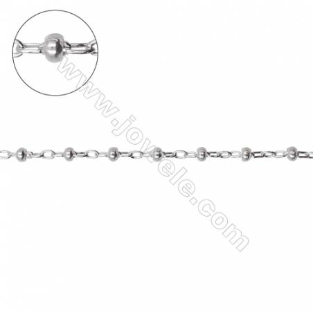 High quality sterling silver cross chain cable with beads-J8S4 size: chain 2.4x1.5mm  beads 2.2x1.3mm X 1meter