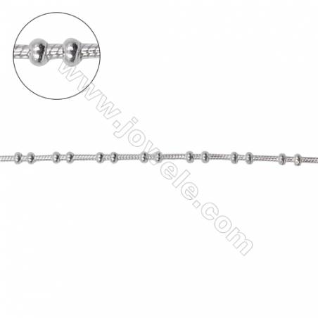 925 sterling silver snake chain with bead-J8S4 size: chain 0.9mm  beads 1.85x1mm X 1meter