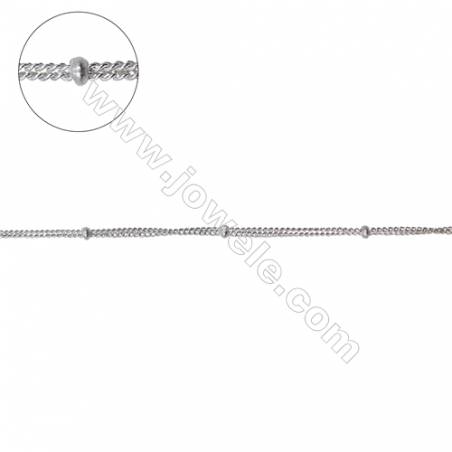 Sterling silver double curb chain with roundelle beads-J8S6 size: chain 1.1x0.9mm thick 0.5mm  beads 1.5x0.9mm