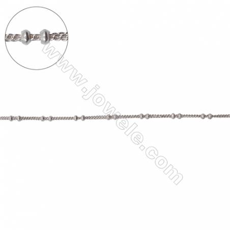 Sterling silver double curb chain with roundelle beads-J8S3 size: chain 1.1x0.85mm  beads 1.8x1mm X 1meter