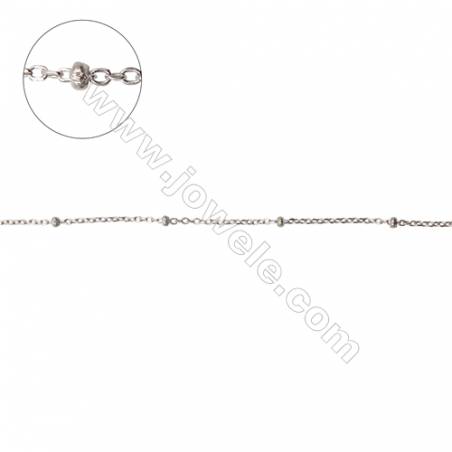 Sterling silver cross chain cable with beads-J8S9 size: chain 1.4x1.15x0.3mm  beads 1.8x1mm X 1meter