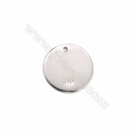 Sterling silver round disc charm pendant charm to engrave-K7S10  size 15mm  thick 0.7mm  hole 1mm  10pcs/pack