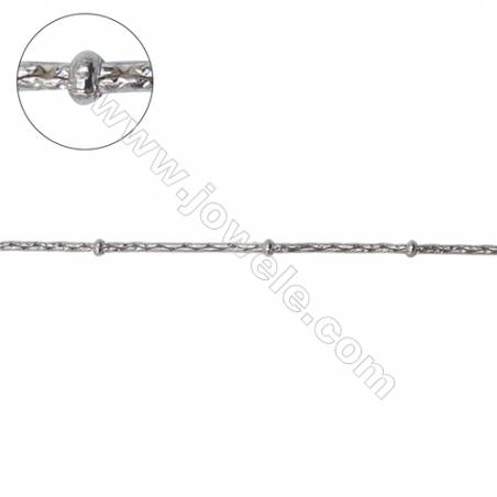 Sterling silver cardano cable chain with beads-J8S10  chain 1.1mm  beads 1.85x1mm  X 1 meter