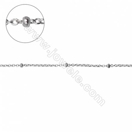純銀十字帶珠銀鏈-J8S12  鏈子 1.15x1.4x0.3毫米  珠子 1.8x1毫米  X 1 米