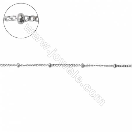 純銀純銀馬鞭鏈帶珠銀鏈-J8S13  鏈子 1.05x1.4x0.3毫米  珠子 1.8x1.1毫米  X 1 米