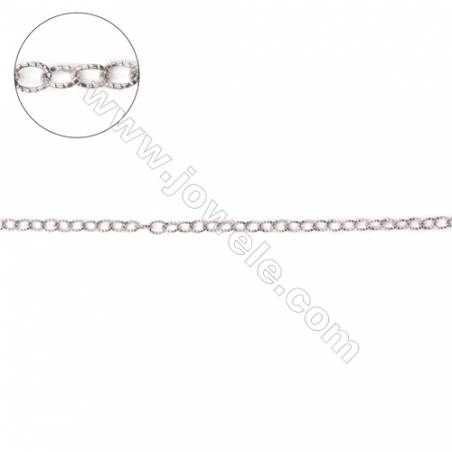 Sterling silver cross chains textured cable chains-G8S15 size 3.7x3x0.6mm