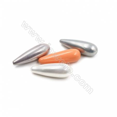 Perles nacrée semi-percées galvanoplastie  multicolore  goutte  Taille 10x31mm  trou 0.8mm  6pcs/paquet