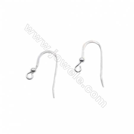 Sterling silver platinum plated earring hook with beads-B7S6YF  size 21x9mm x 20pcs/pack  pin 0.6mm  hole 2mm