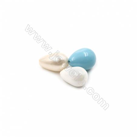 Eletroplating Colorful Shell Pearl Half-drilled Beads  Waterdrop  Size 6x9mm  Hole 0.8mm  60pcs/pack