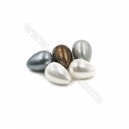 Eletroplating Colorful Shell Pearl Half-drilled Beads  Waterdrop  Size 10x15mm  Hole 1mm  40pcs/pack