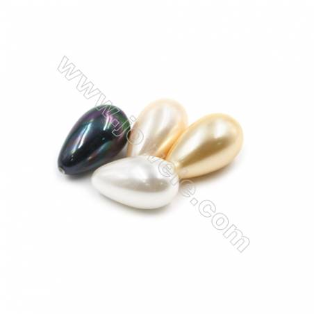 Eletroplating Colorful Shell Pearl Half-drilled Beads  Waterdrop  Size 12x21mm  Hole 0.8mm  25pcs/pack