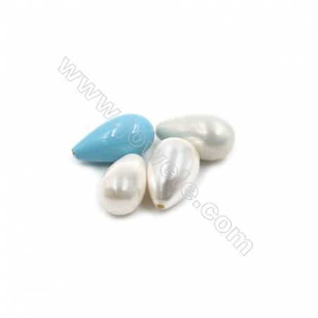 Perles nacrée semi-percées galvanoplastie  multicolore  goutte  Taille 8x15mm  trou 0.8mm  10pcs/paquet