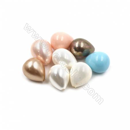Eletroplating Colorful Shell Pearl Half-drilled Beads  Waterdrop  Size 14x17mm  Hole 1mm  25pcs/pack