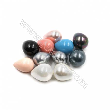 Perles nacrée semi-percées galvanoplastie  multicolore  goutte  Taille 16x21mm  trou 1.0mm  10pcs/paquet