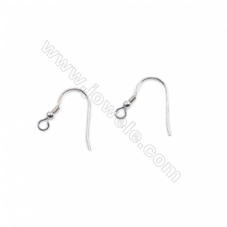 Platinum plated sterling silver earring hook with beads-B7S9YF  size 18x10mm x 30pcs/pack  pin 0.7mm  hole 1.5mm