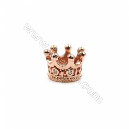 Breloques de couronne en laiton avec zircon  Taille 9mm de diamètre  trou 5mm  50pcs/paquet couleur dorée platine or rose ou noi