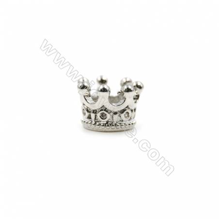 Brass Pave Cubic Zirconia Charms  Crown  Hole 5mm  Diameter 9mm  x50pcs/pack  (Gold  White Gold  Rose Gold  Gun Black) Plated