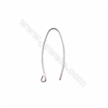 Crochets d'oreilles en argent 925 rhodié avec un anneau-8100480  Taille 28x11mmx20pcs/paquet  diamètre du fil 0.7mm  trou1.1mm