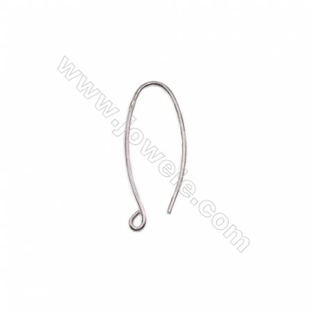 Crochets d'oreilles en argent 925 rhodié avec un anneau-8100481 Taille 29x10mm  diamètre du fil 0.8mm  trou1.4mm  20pcs/paquet