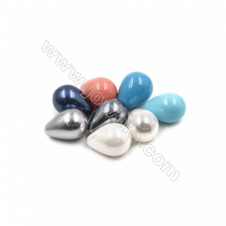 Perles nacrée sei-percées galvanoplastie  multicolore  goutte  Taille 14x19mm  trou 0.8mm  10pcs/paquet