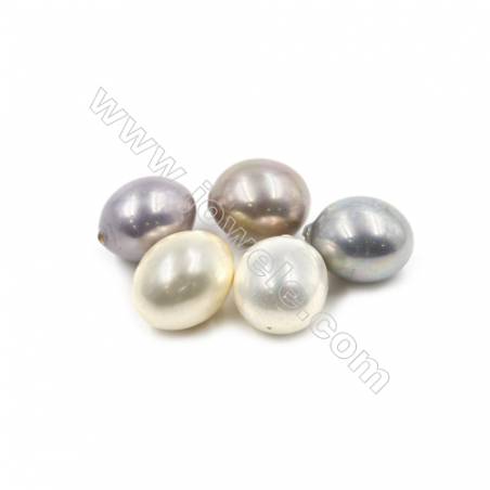 Eletroplating Colorful Shell Pearl Half-drilled Beads  Oval  Size 13x16mm  Hole 1mm  25pcs/pack
