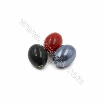 Eletroplating Colorful Shell Pearl Half-drilled Beads  Oval  Size 10x14mm  Hole 1mm  30pcs/pack