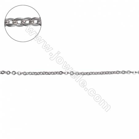 Sterling silver flat cable chain cross chain-H8S6 size 2.1x2.4mm thick 0.5mm x 1metre