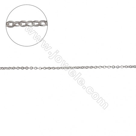 Sterling silver flat cable chain cross chain-H8S7 size 1.25x1.5mm thick 0.3mm x 1metre